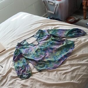 American Eagle Outfitters Green and Blue Blouse for Everyday Wear